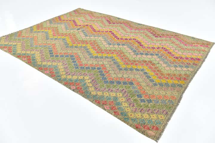 7' x 9' 10 Hand Woven Kilim Modern Wool Rug