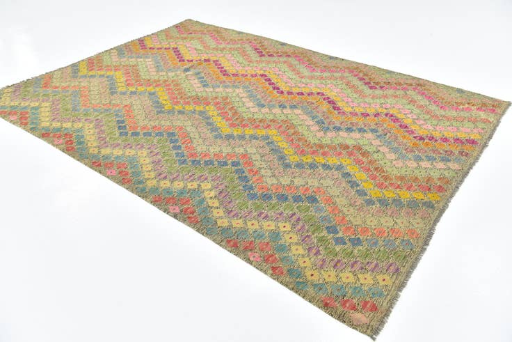 Detail image of 7' x 9' 10 Hand Woven Kilim Modern Wool Rug