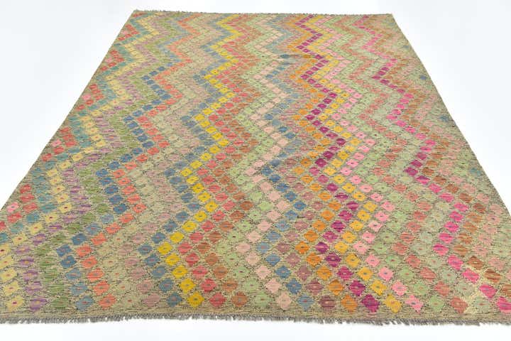 7' x 9' 10 Hand Woven Kilim Modern Wool Rug