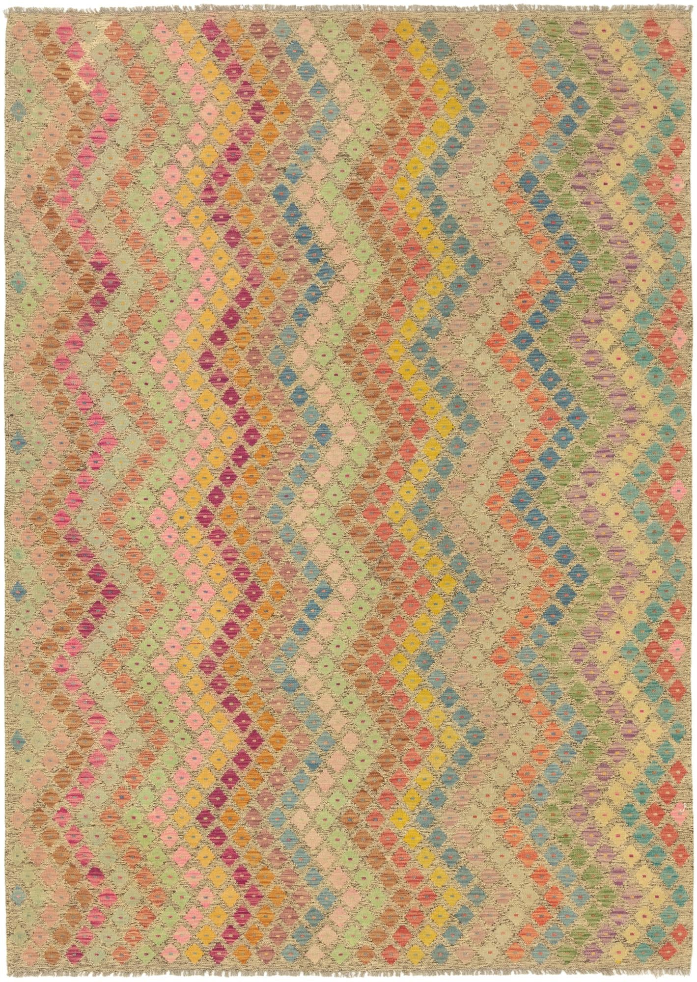 7' x 9' 10 Hand Woven Kilim Modern Wool Rug