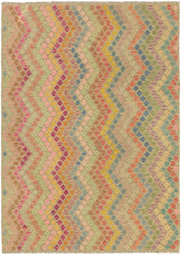 7' x 9' 10 Hand Woven Kilim Modern Wool Rug