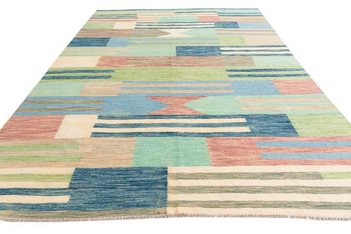 6' 6 x 9' 7 Hand Woven Kilim Modern Wool Rug