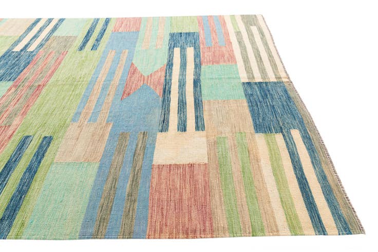 Detail image of 6' 6 x 9' 7 Hand Woven Kilim Modern Wool Rug