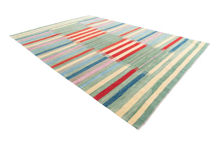Detail image of 6' 9 x 9' 10 Hand Woven Kilim Modern Wool Rug