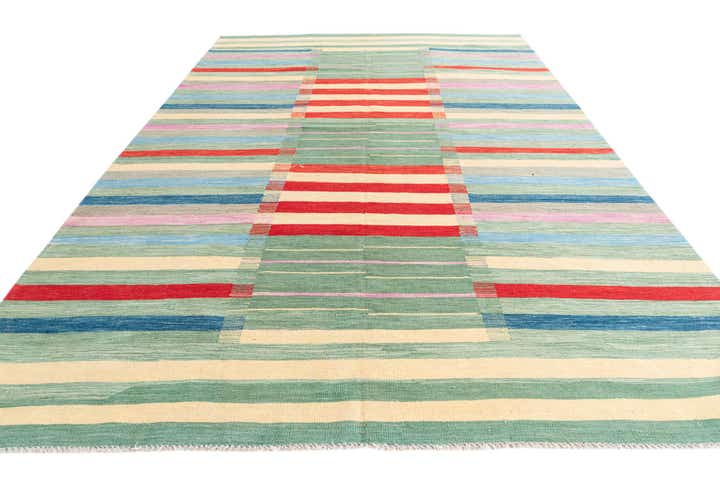 6' 9 x 9' 10 Hand Woven Kilim Modern Wool Rug