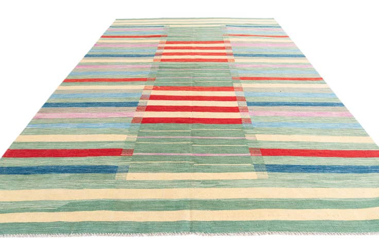 Detail image of 6' 9 x 9' 10 Hand Woven Kilim Modern Wool Rug