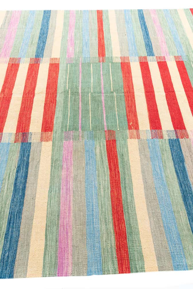 6' 9 x 9' 10 Hand Woven Kilim Modern Wool Rug
