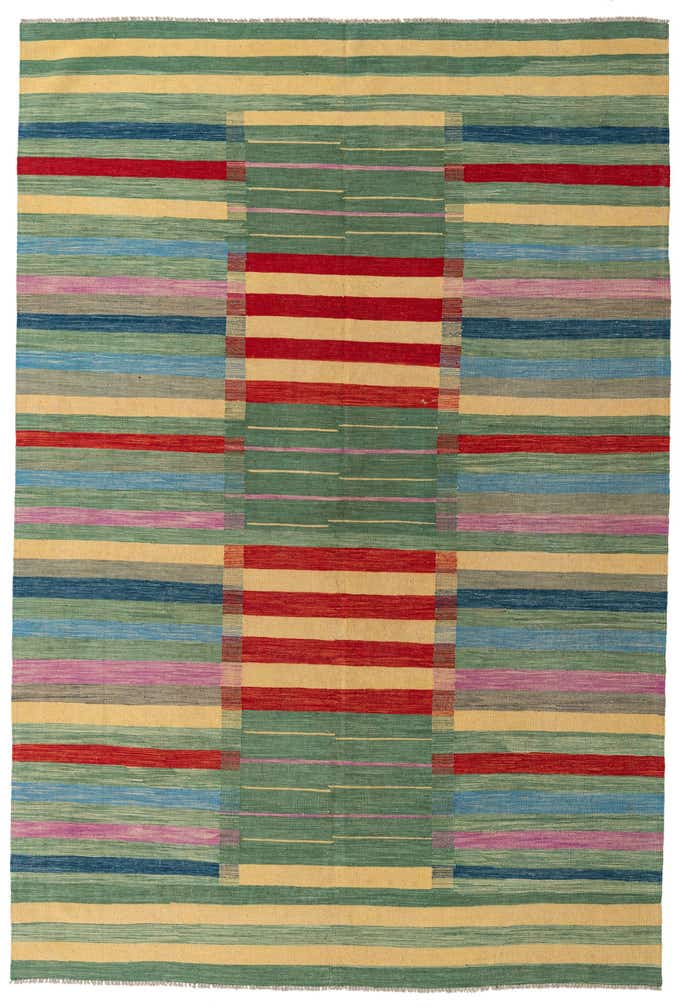 6' 9 x 9' 10 Hand Woven Kilim Modern Wool Rug