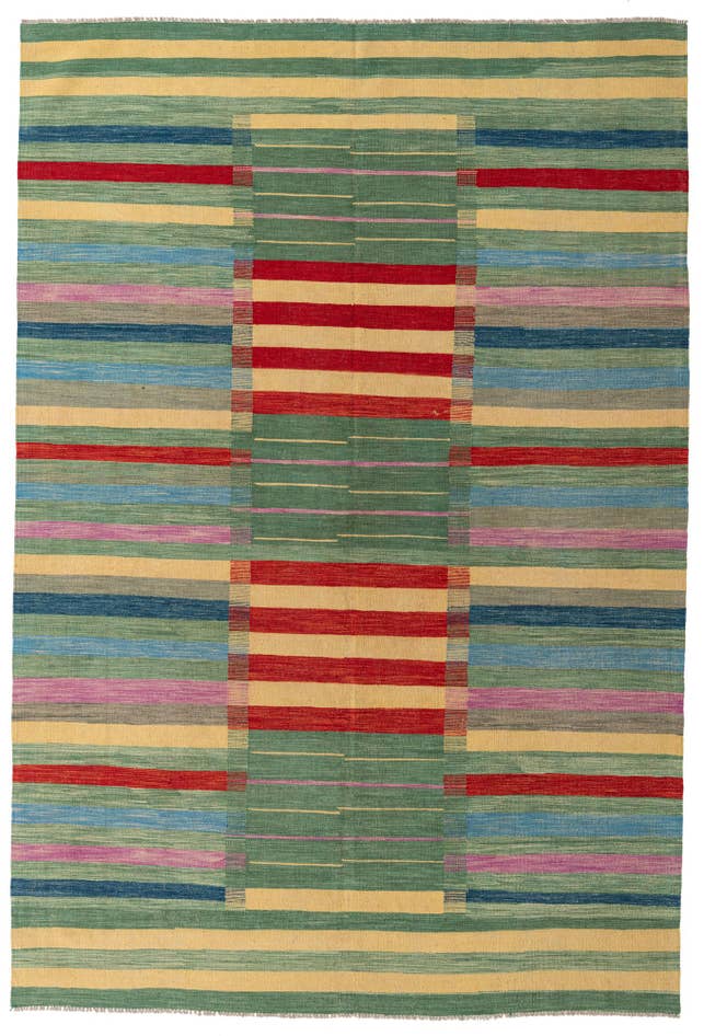 Detail image of 6' 9 x 9' 10 Hand Woven Kilim Modern Wool Rug