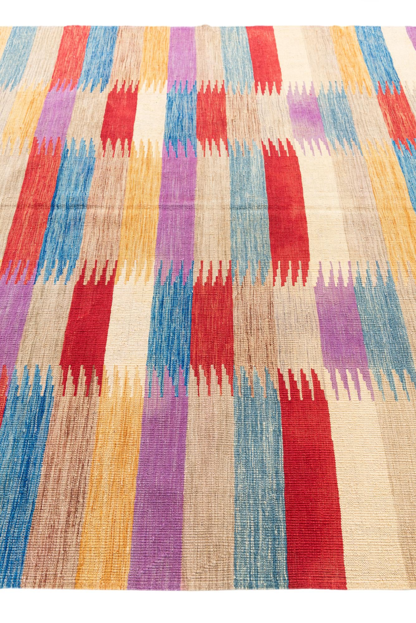 6' 4 x 9' 8 Hand Woven Kilim Modern Wool Rug