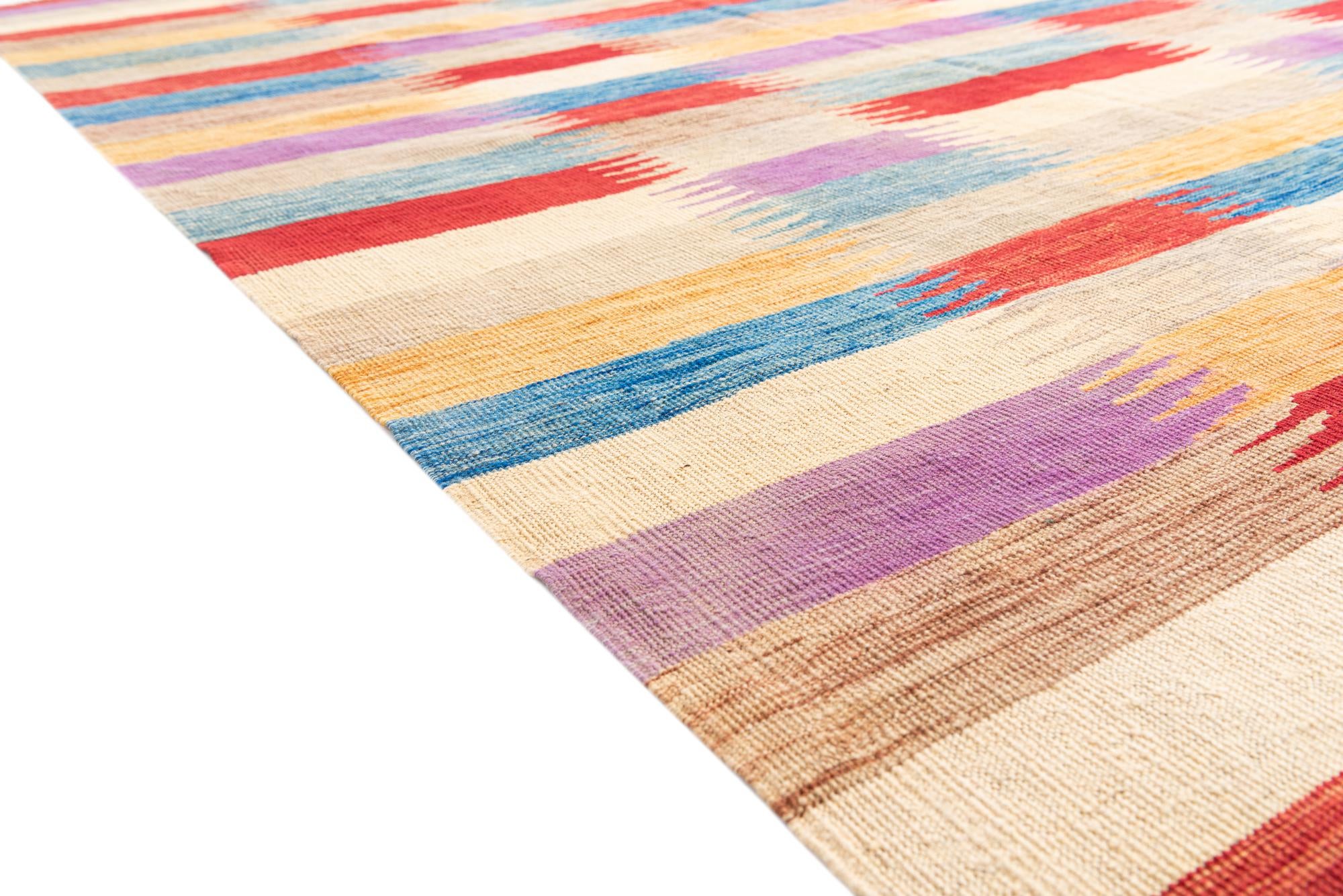 6' 4 x 9' 8 Hand Woven Kilim Modern Wool Rug