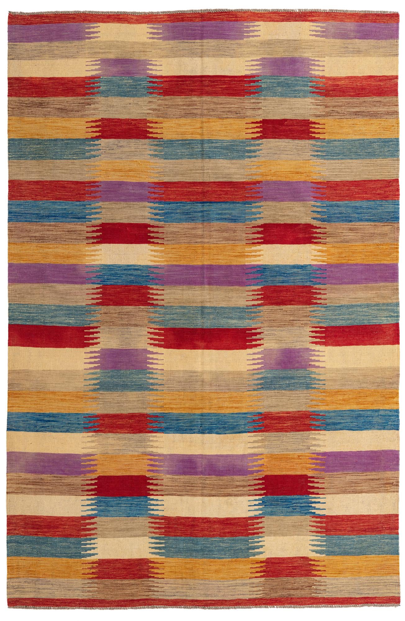 6' 4 x 9' 8 Hand Woven Kilim Modern Wool Rug