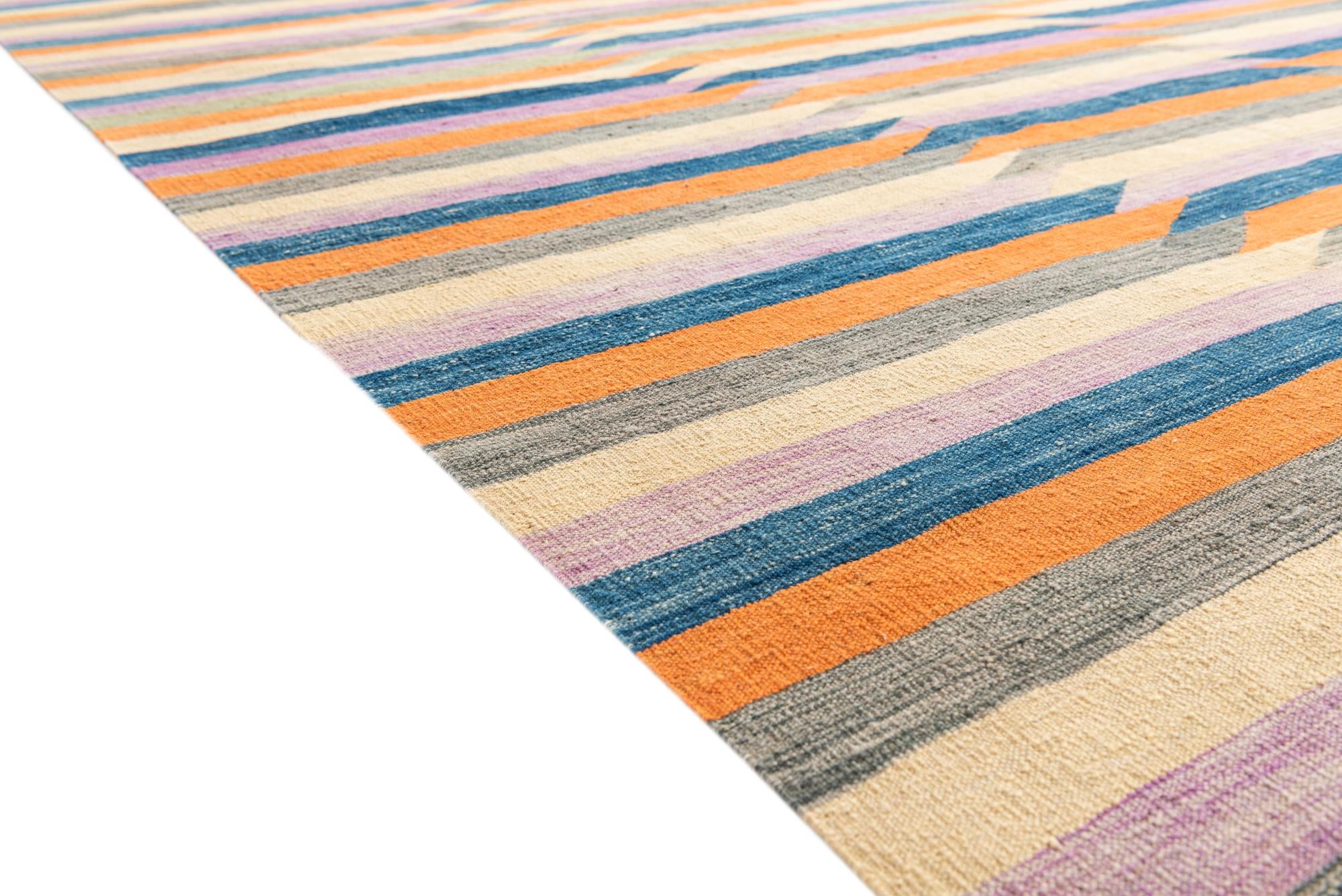 6' 10 x 9' 9 Hand Woven Kilim Modern Wool Rug