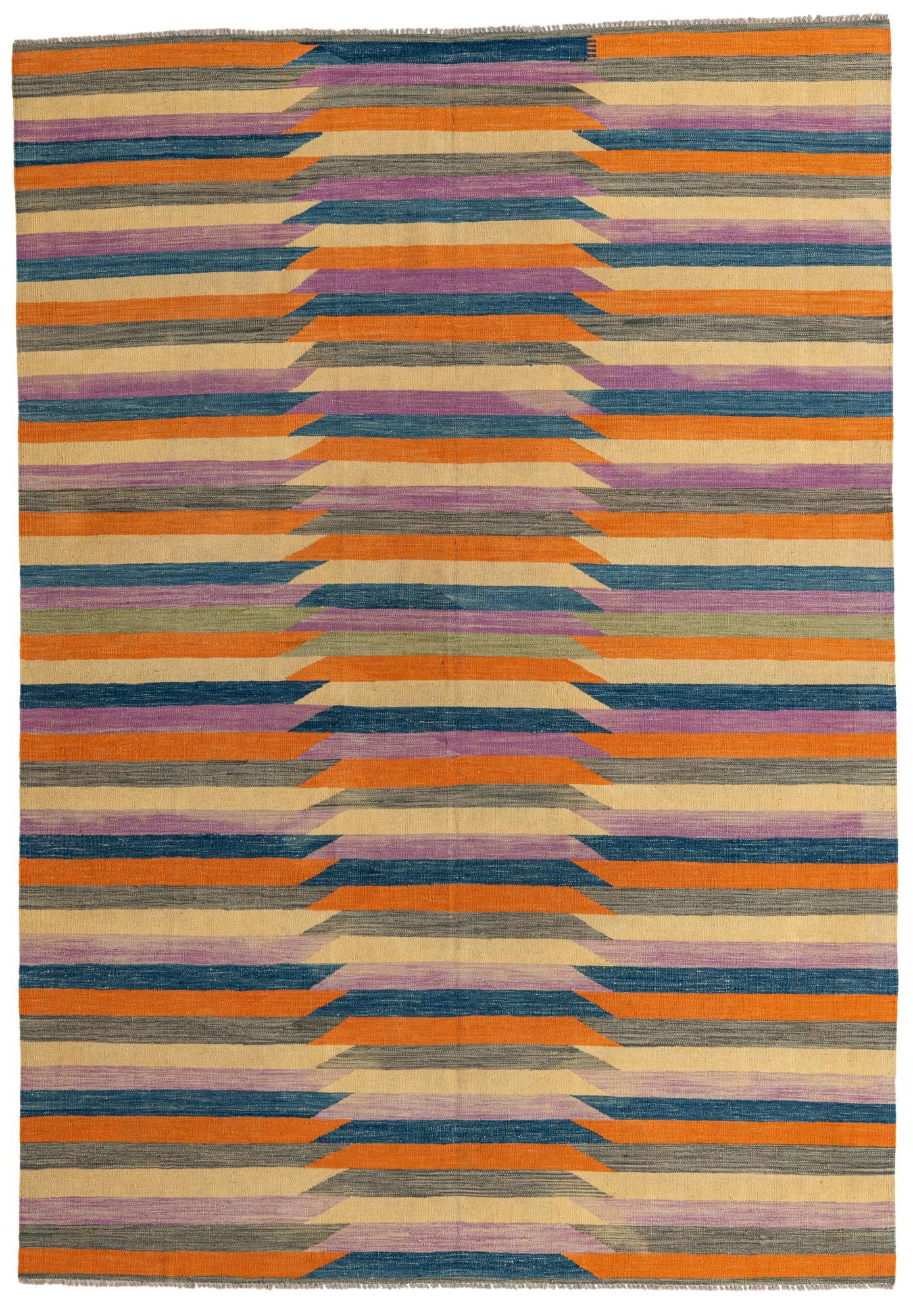 6' 10 x 9' 9 Hand Woven Kilim Modern Wool Rug