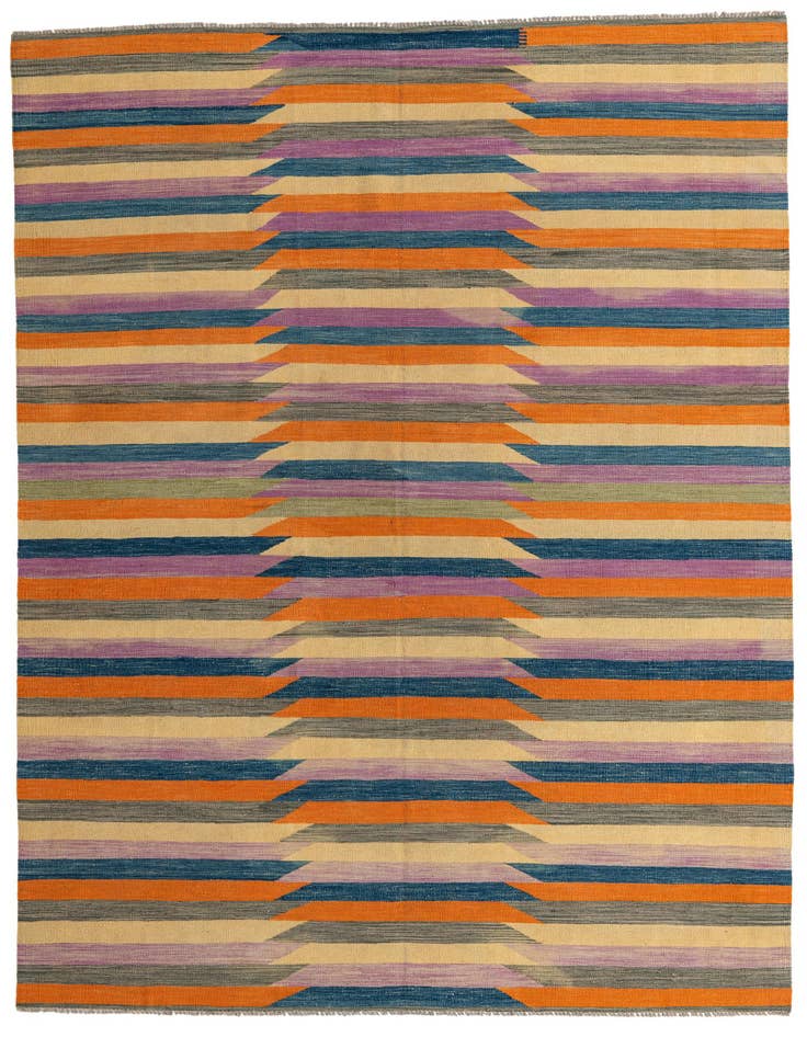 Detail image of 6' 10 x 9' 9 Hand Woven Kilim Modern Wool Rug
