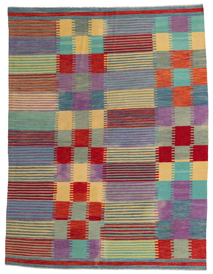 Detail image of 6' 7 x 9' 9 Hand Woven Kilim Modern Wool Rug