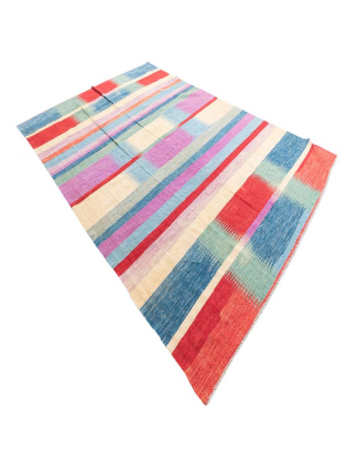 Detail image of 6' 8 x 9' 9  Hand Woven Kilim Modern Wool Rug