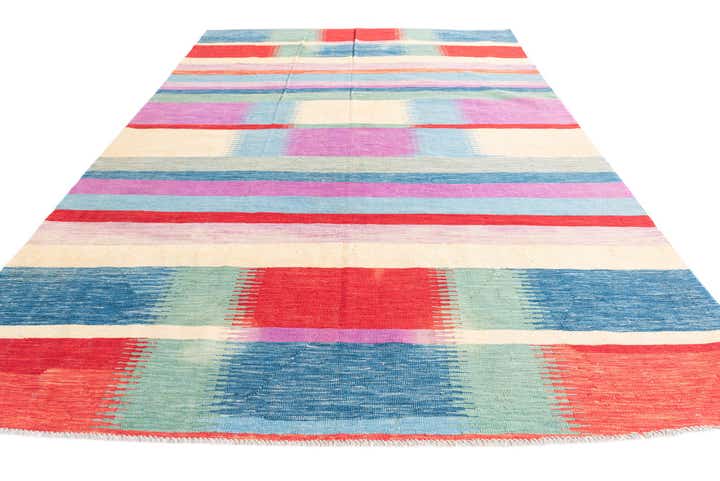 6' 8 x 9' 9 Hand Woven Kilim Modern Wool Rug