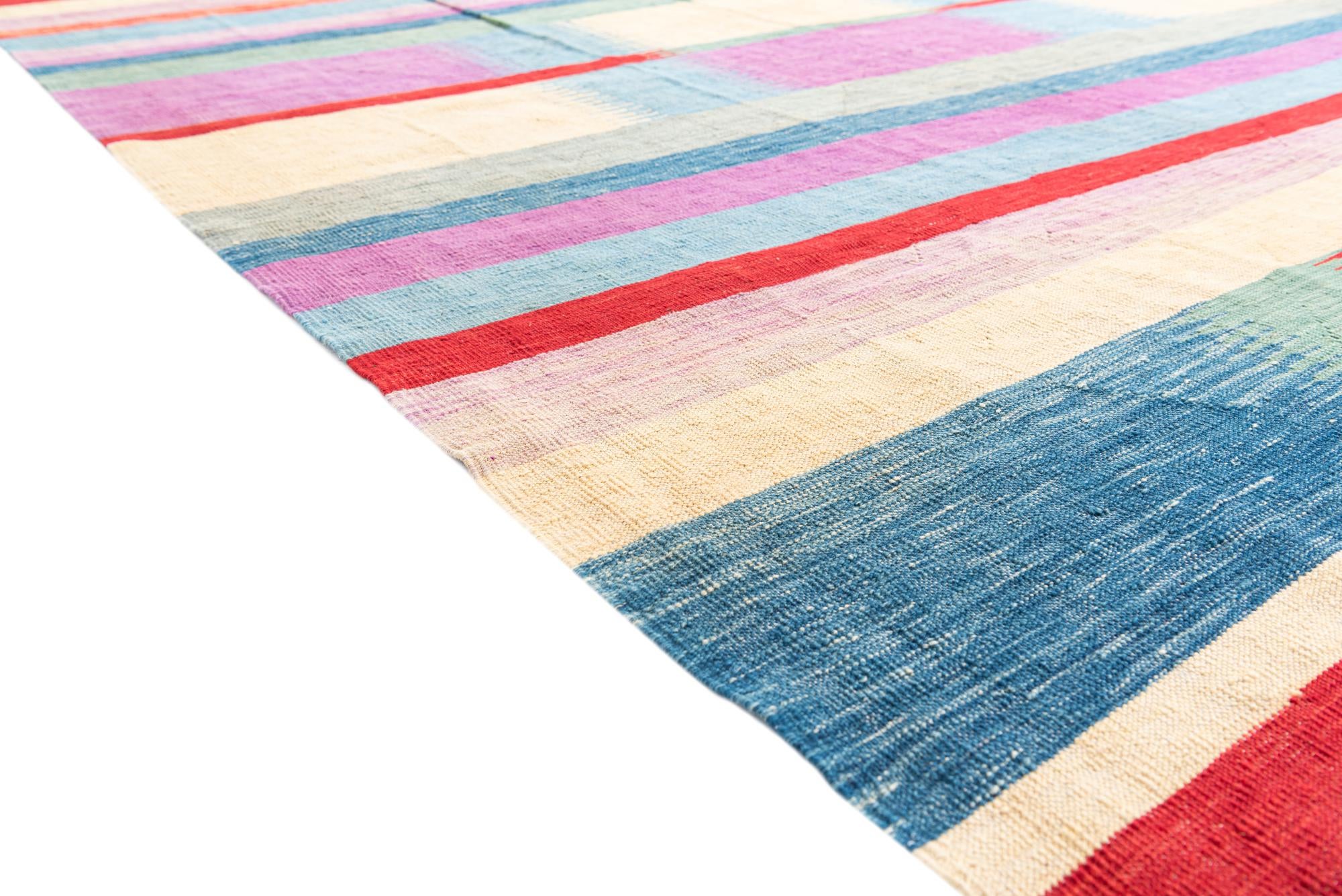 6' 8 x 9' 9 Hand Woven Kilim Modern Wool Rug