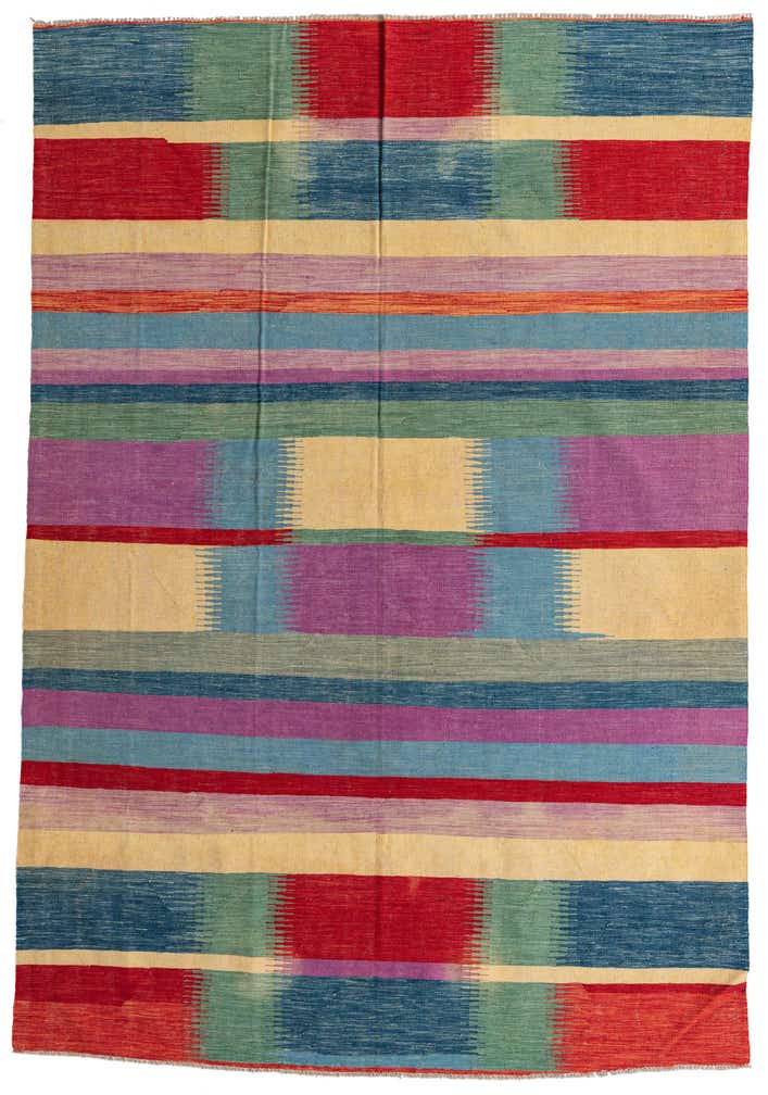 6' 8 x 9' 9 Hand Woven Kilim Modern Wool Rug