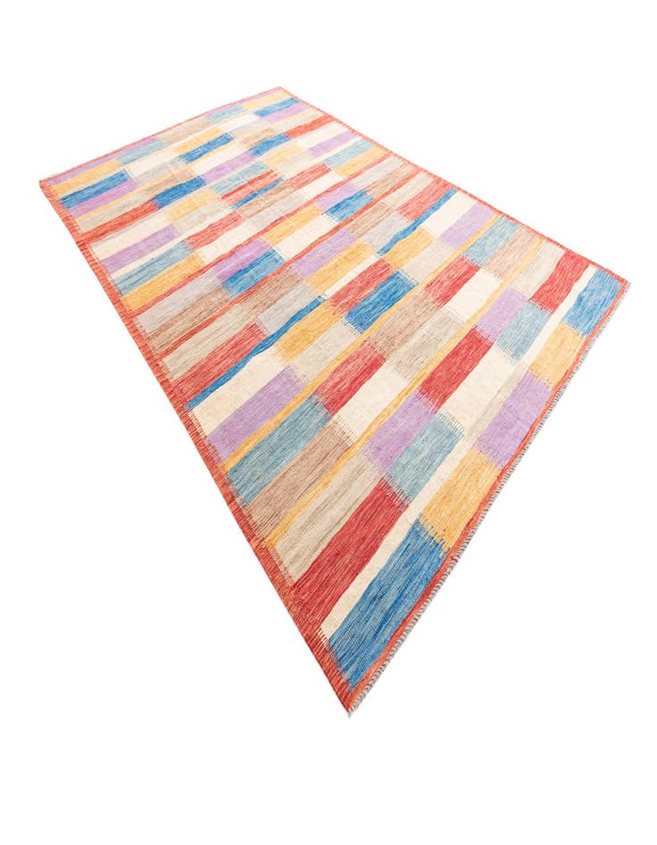 Detail image of 6' 6 x 9' 8  Hand Woven Kilim Modern Wool Rug