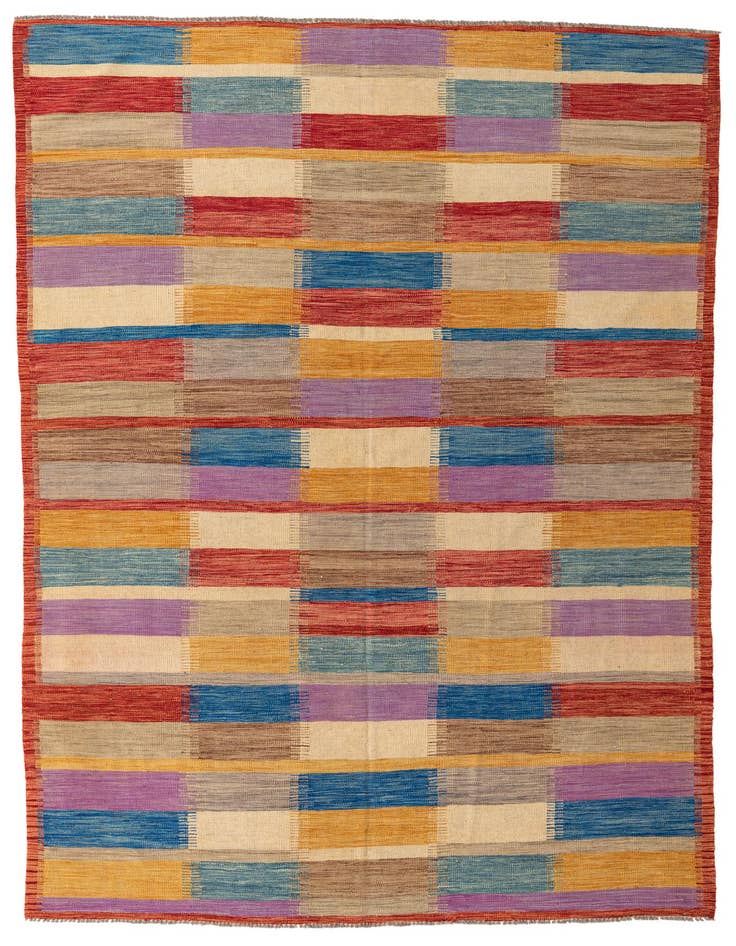 Detail image of 6' 6 x 9' 8 Hand Woven Kilim Modern Wool Rug