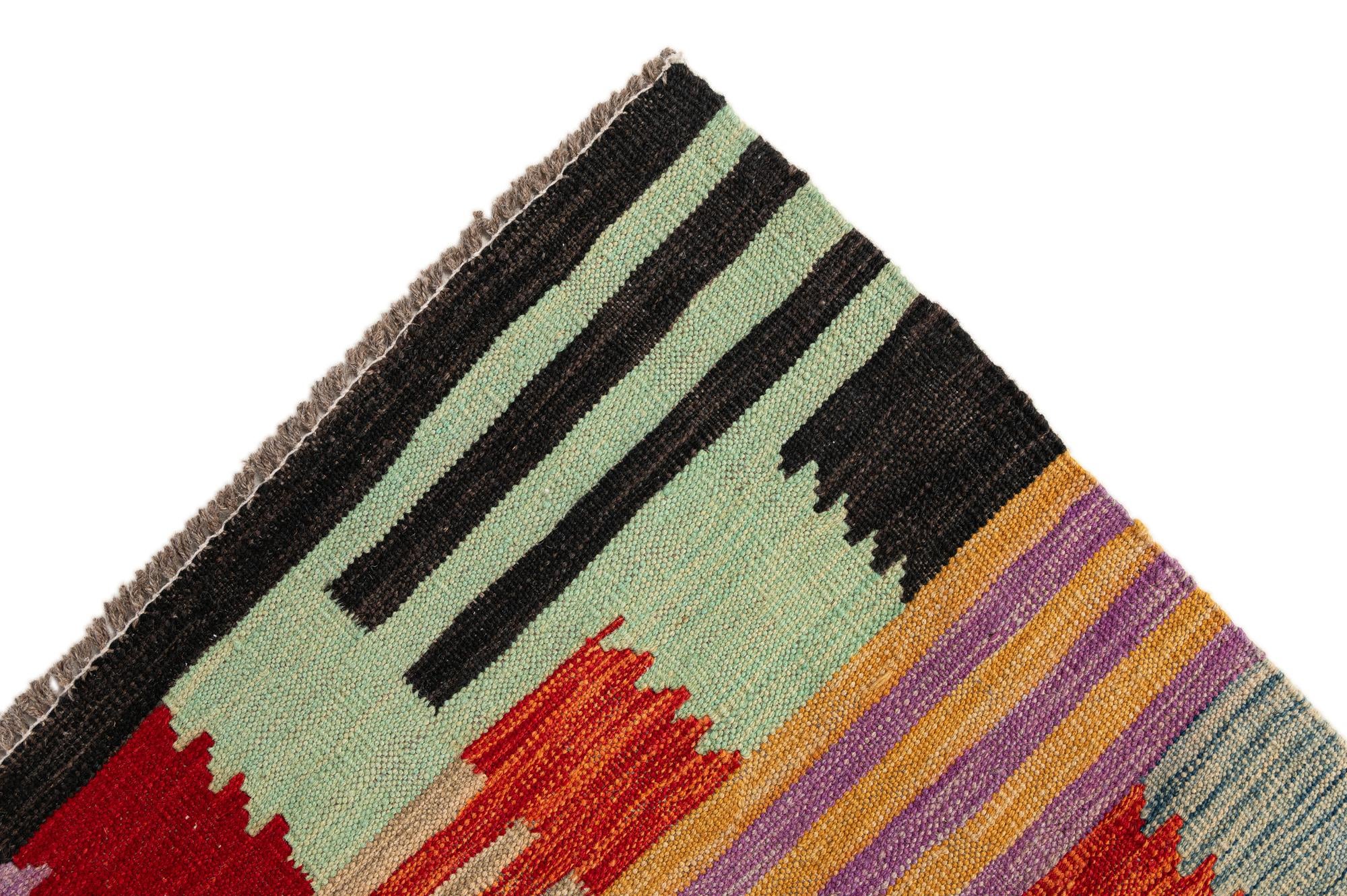 6' 7 x 9' 7 Hand Woven Kilim Modern Wool Rug