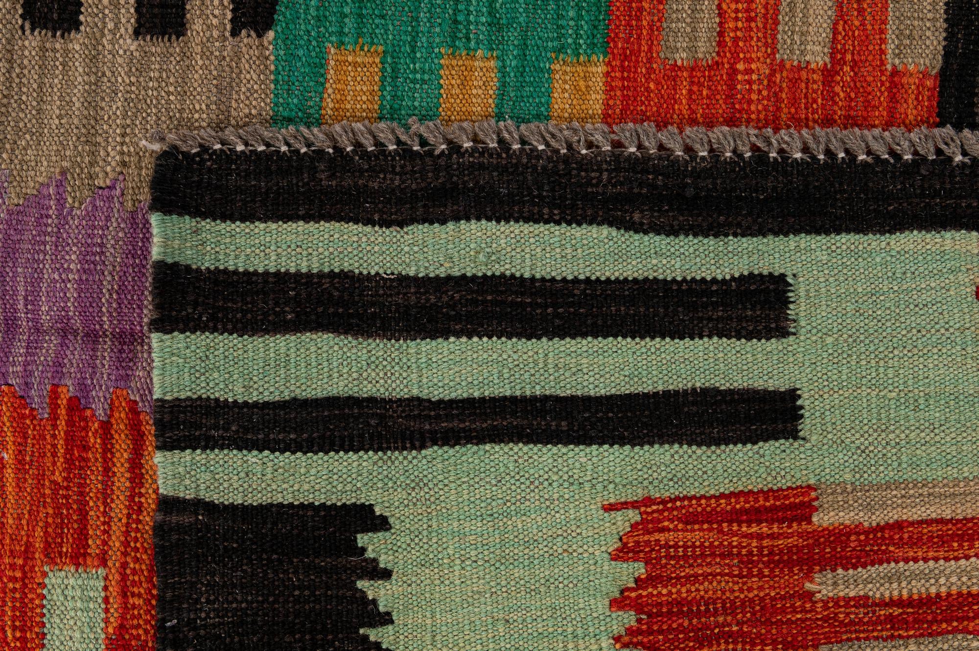 6' 7 x 9' 7 Hand Woven Kilim Modern Wool Rug
