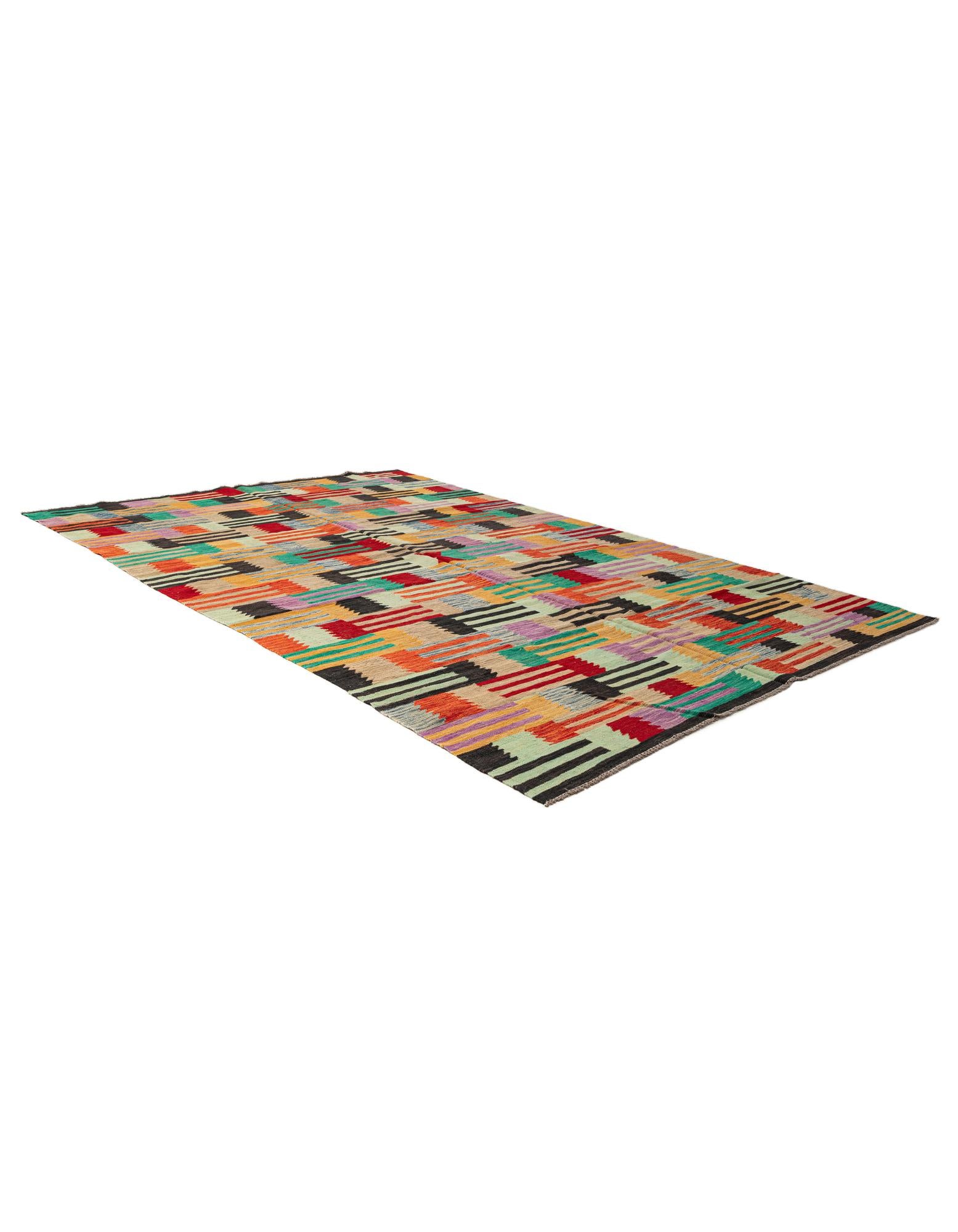 6' 7 x 9' 7 Hand Woven Kilim Modern Wool Rug