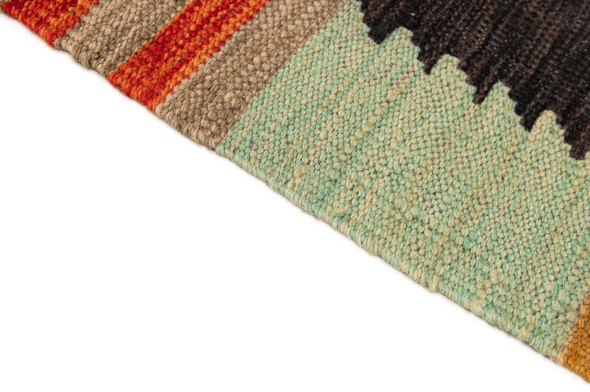 6' 7 x 9' 7 Hand Woven Kilim Modern Wool Rug