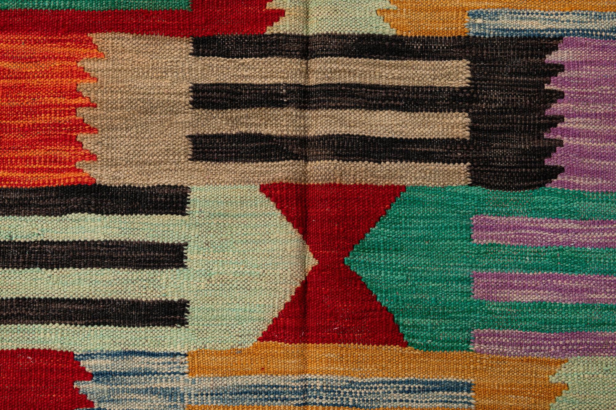 6' 7 x 9' 7 Hand Woven Kilim Modern Wool Rug