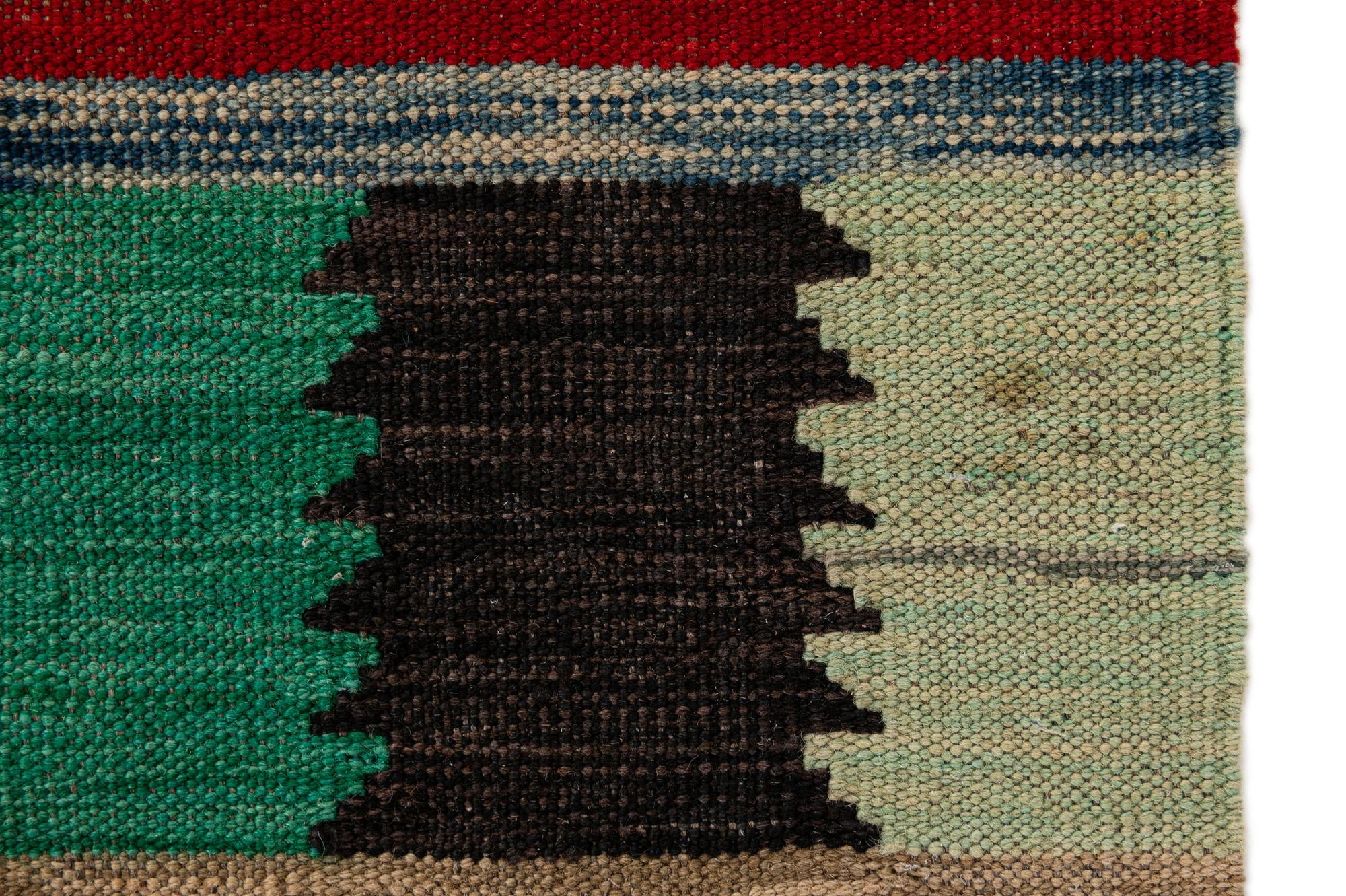 6' 7 x 9' 7 Hand Woven Kilim Modern Wool Rug