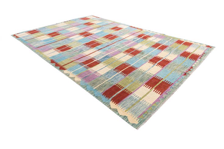 Detail image of 6' 6 x 9' 9 Hand Woven Kilim Modern Wool Rug