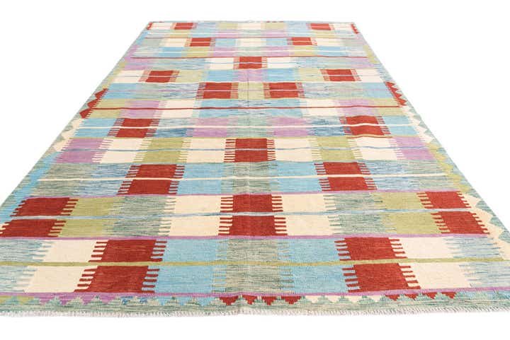 6' 6 x 9' 9 Hand Woven Kilim Modern Wool Rug
