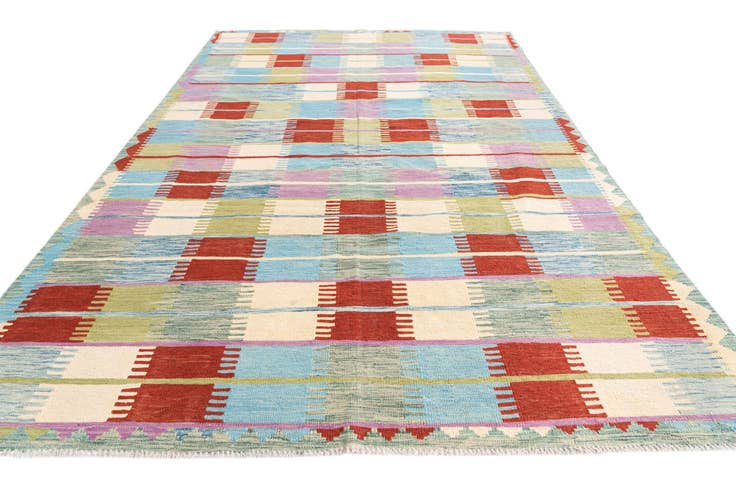 Detail image of 6' 6 x 9' 9 Hand Woven Kilim Modern Wool Rug