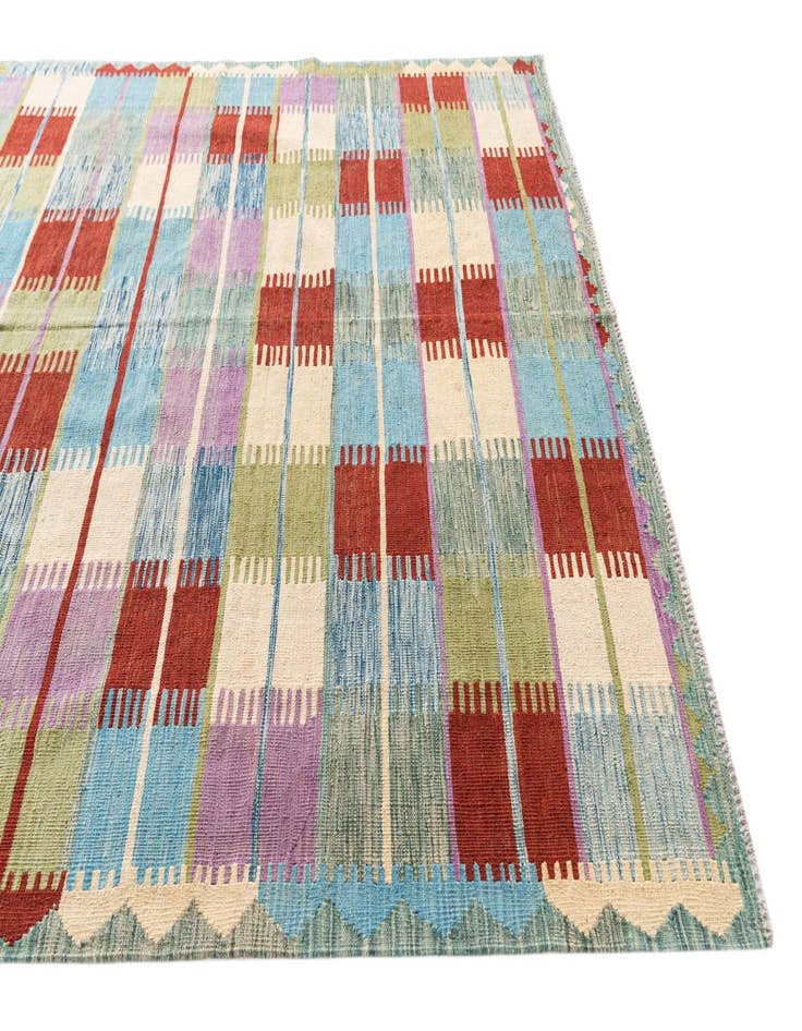 Detail image of 6' 6 x 9' 9 Hand Woven Kilim Modern Wool Rug