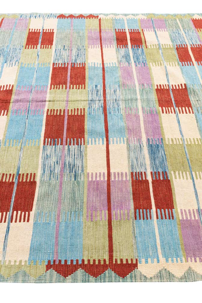 6' 6 x 9' 9 Hand Woven Kilim Modern Wool Rug