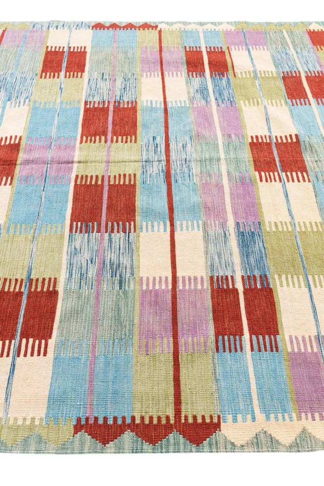 Detail image of 6' 6 x 9' 9 Hand Woven Kilim Modern Wool Rug