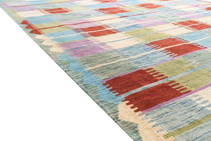Detail image of 6' 6 x 9' 9 Hand Woven Kilim Modern Wool Rug