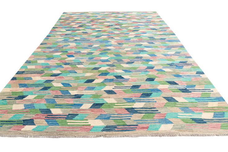 Detail image of 6' 3 x 9' 9 Hand Woven Kilim Modern Wool Rug