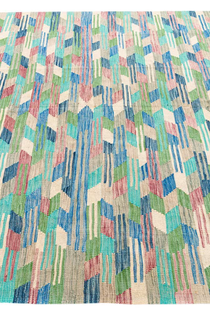 6' 3 x 9' 9 Hand Woven Kilim Modern Wool Rug