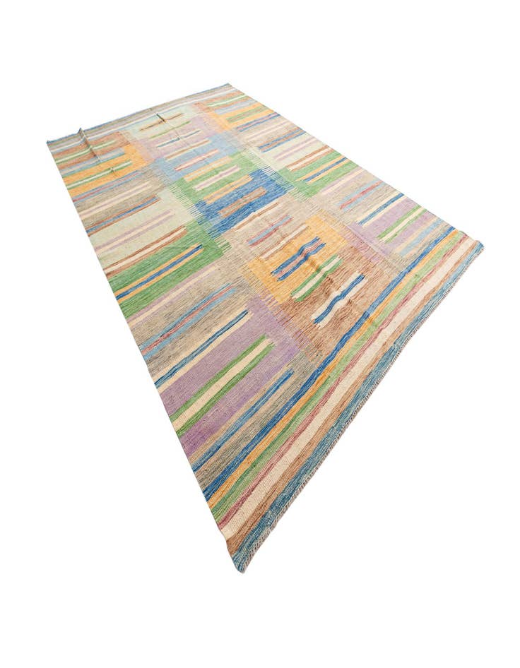 Detail image of 6' 10 x 9' 10  Hand Woven Kilim Modern Wool Rug