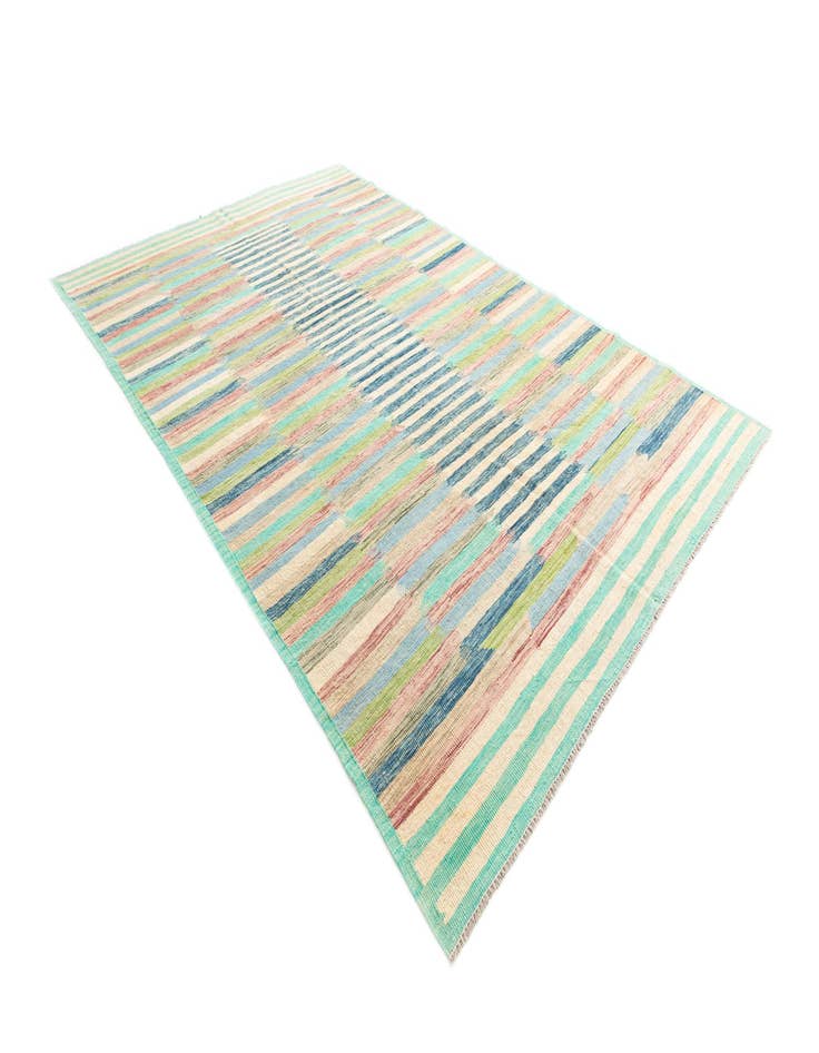 Detail image of 6' 4 x 9' 9  Hand Woven Kilim Modern Wool Rug