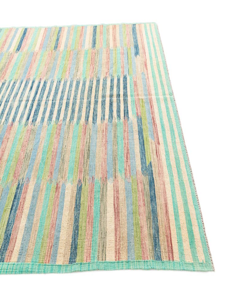Detail image of 6' 4 x 9' 9  Hand Woven Kilim Modern Wool Rug