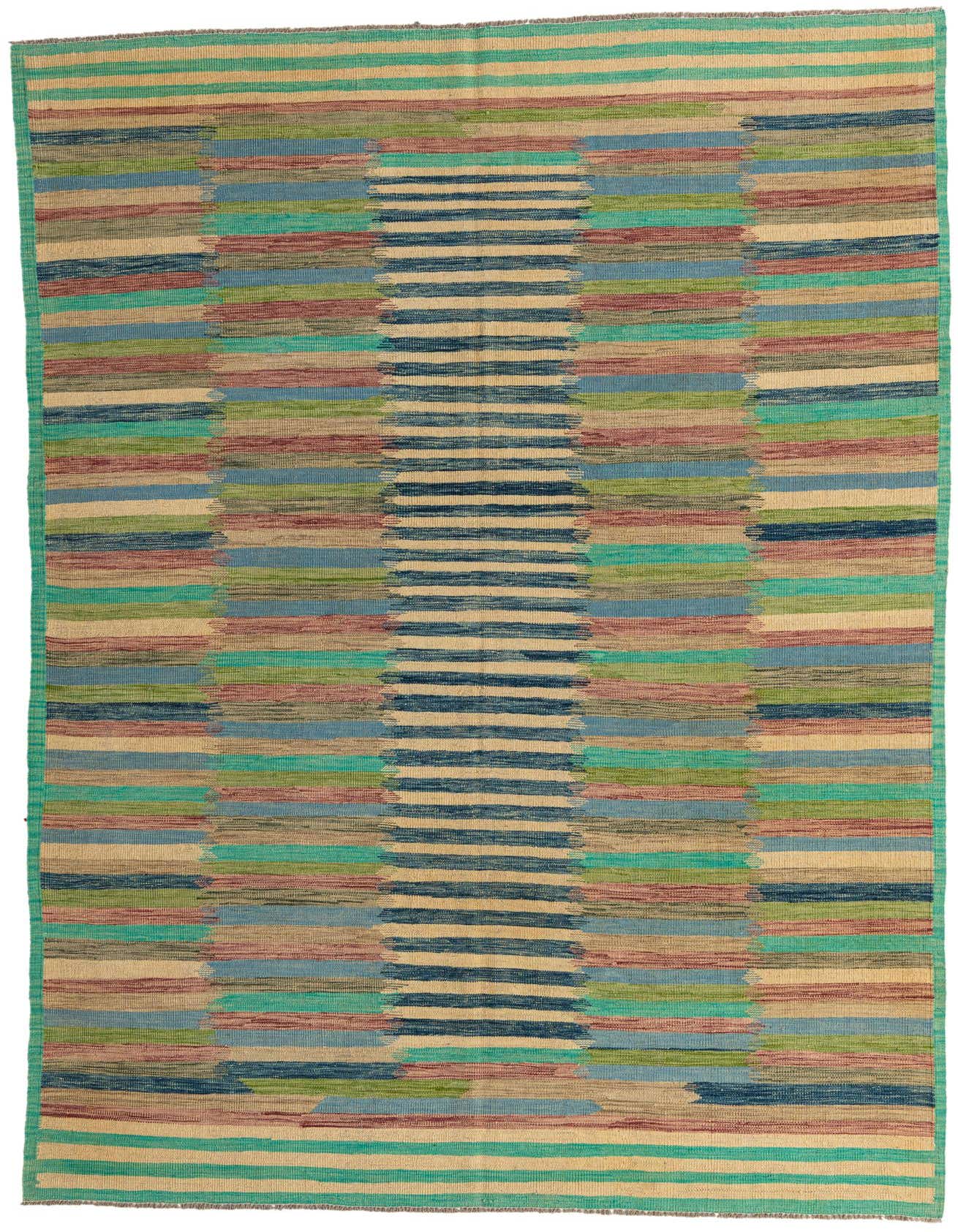 6' 4 x 9' 9 Hand Woven Kilim Modern Wool Rug