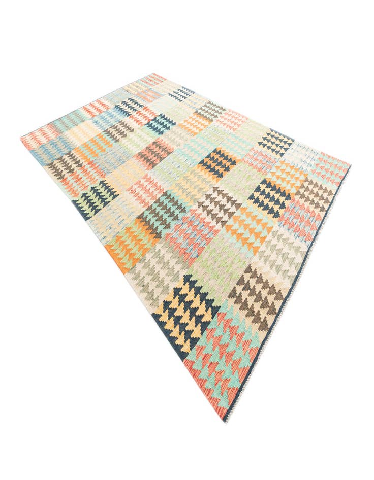 Detail image of 6' 5 x 9' 9  Hand Woven Kilim Modern Wool Rug