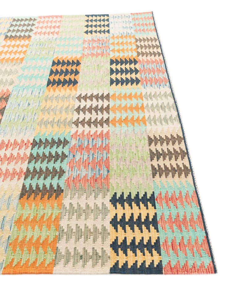 Detail image of 6' 5 x 9' 9  Hand Woven Kilim Modern Wool Rug