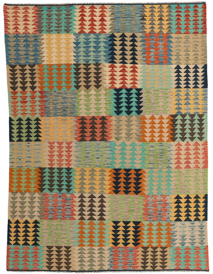 Detail image of 6' 5 x 9' 9 Hand Woven Kilim Modern Wool Rug
