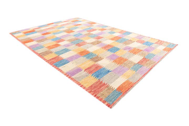6' 7 x 9' 8 Hand Woven Kilim Modern Wool Rug