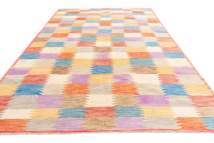6' 7 x 9' 8 Hand Woven Kilim Modern Wool Rug